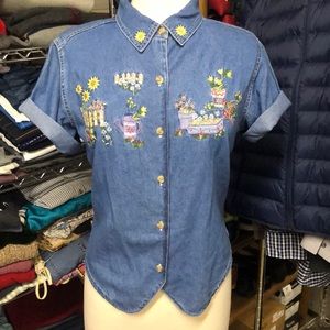 Vintage Bobbie Brooks Garden Embroidered Blouse 🪴